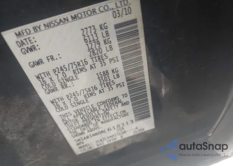 2010 Nissan Pathfinder S from USA, damaged, VIN 5N1AR1NB0AC618313